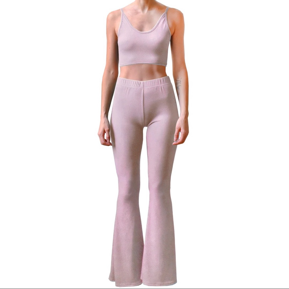 Ribbed loungewear set - mauve purple